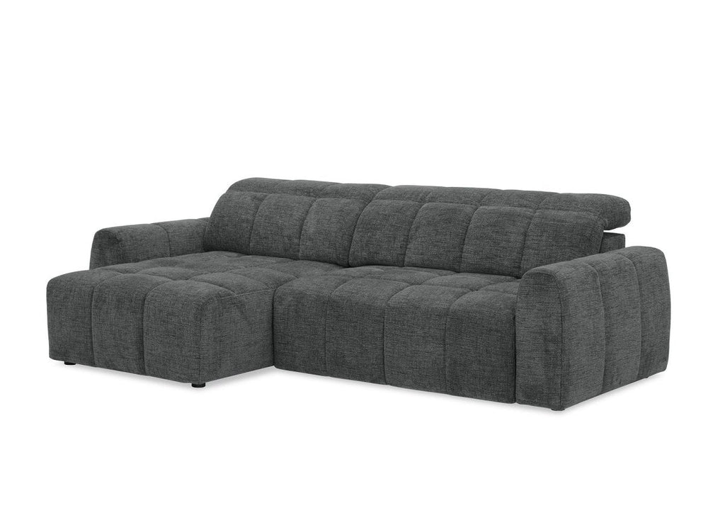 Canapé d'angle relax électrique en velours chiné gris DANIA -Angle gauche