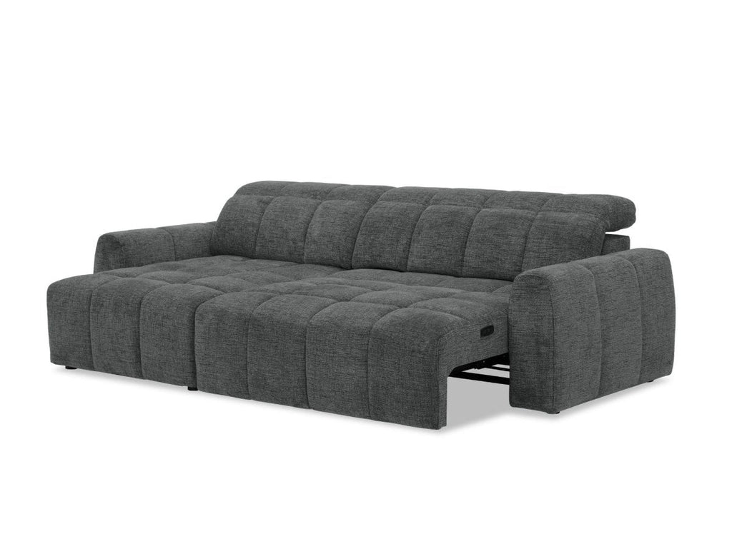 Canapé d'angle relax électrique en velours chiné gris DANIA -Angle gauche