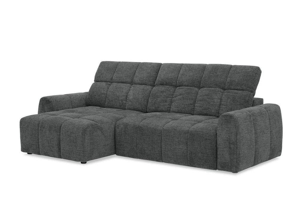 Canapé d'angle relax électrique en velours chiné gris DANIA -Angle gauche