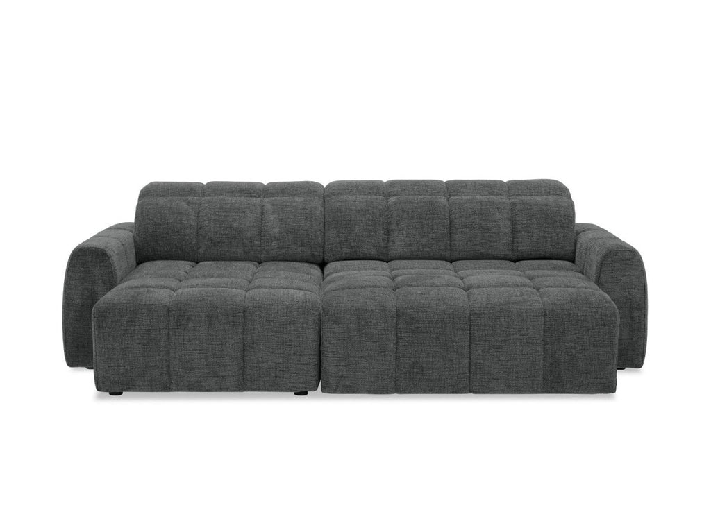 Canapé d'angle relax électrique en velours chiné gris DANIA -Angle gauche