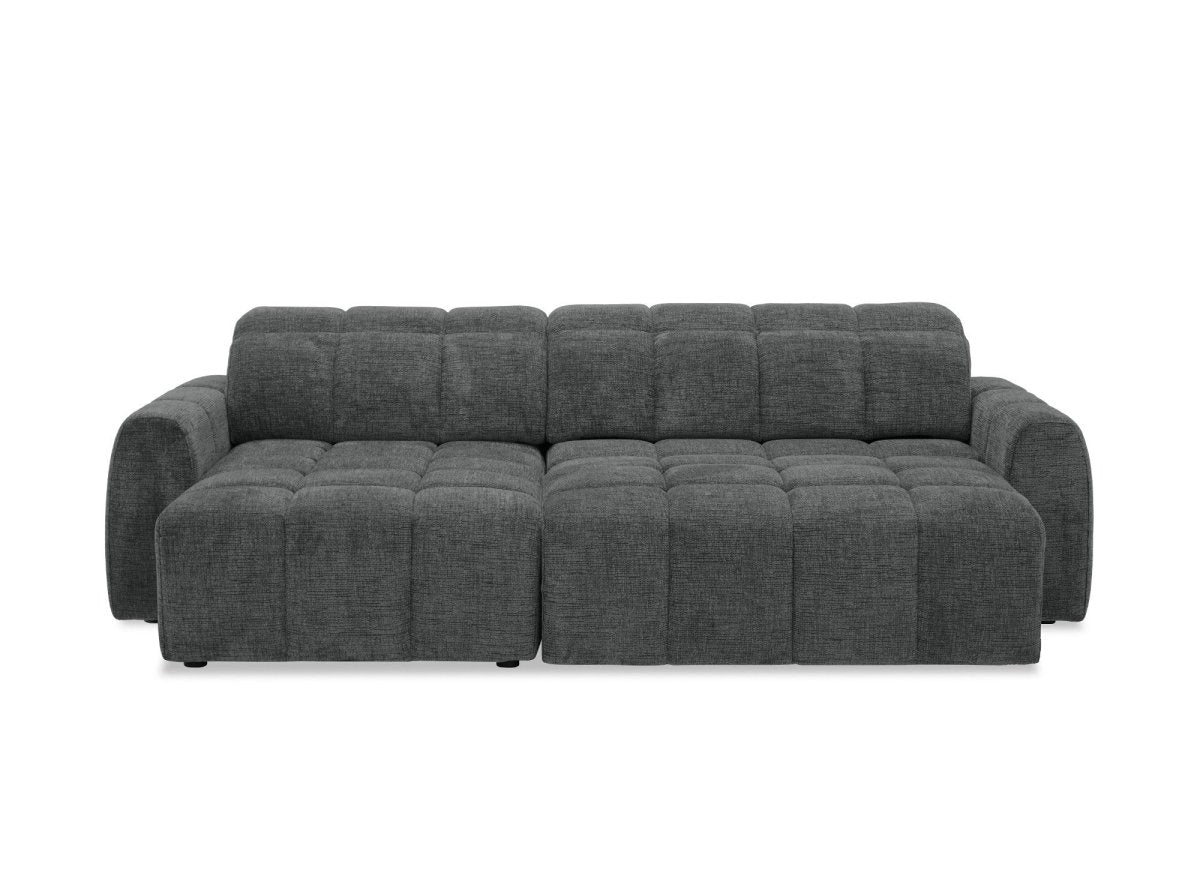 Canapé d'angle relax électrique en velours chiné gris DANIA -Angle gauche