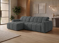 Canapé d'angle relax électrique en velours chiné gris DANIA -Angle gauche