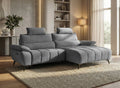 Canapé d’angle relax électrique en velours chiné gris LYANA - Angle droit
