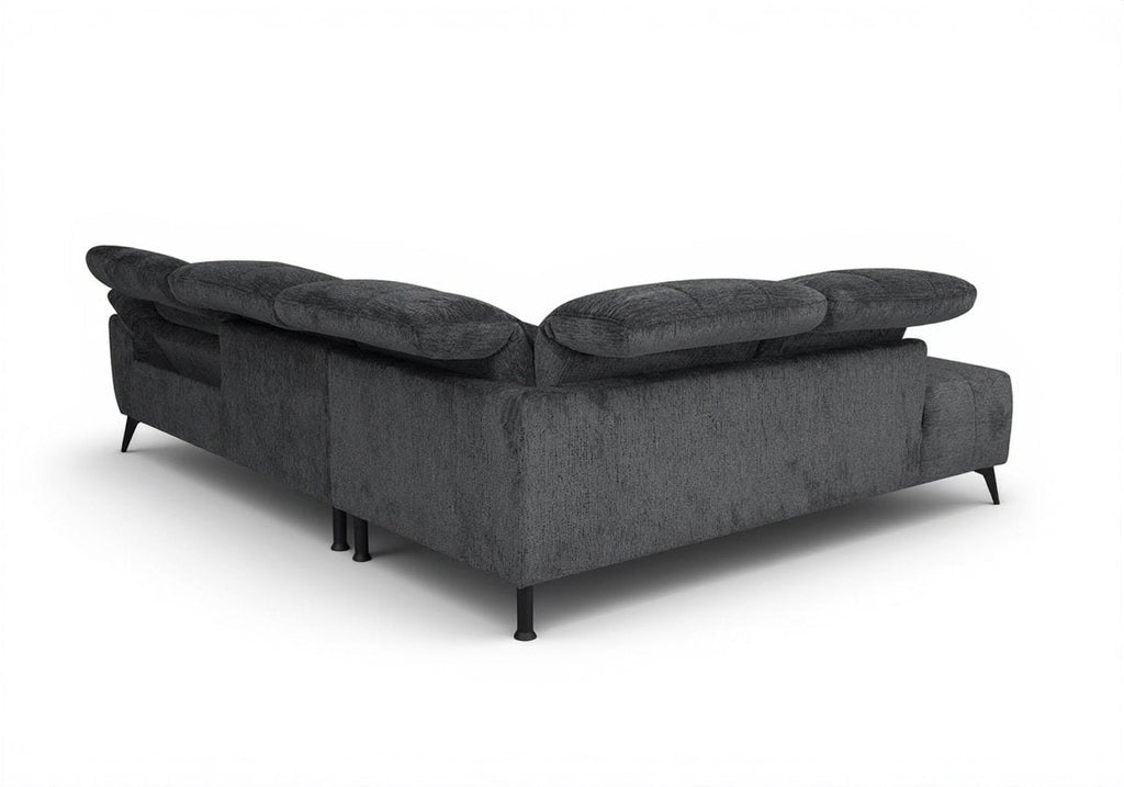 Canapé d'angle relax électrique en velours chiné gris SOLINA - Angle gauche