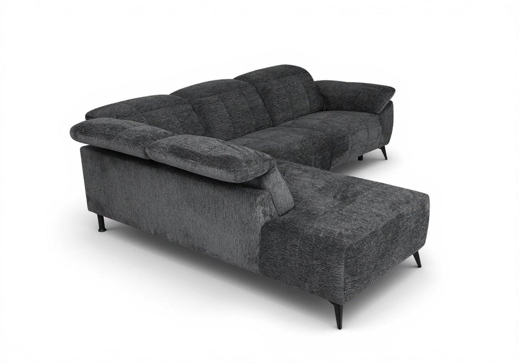 Canapé d'angle relax électrique en velours chiné gris SOLINA - Angle gauche