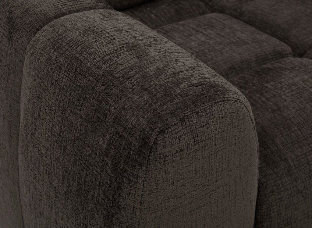 Canapé d'angle relax électrique en velours chiné marron DANIA -Angle droit