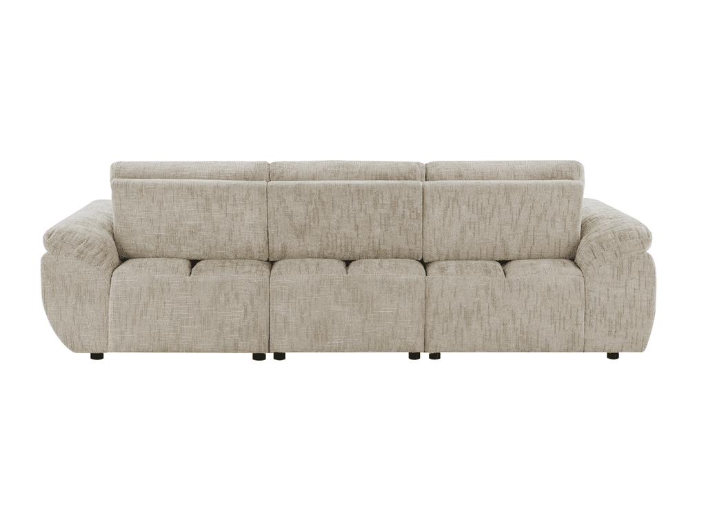 Canapé d’angle relax électrique en velours chiné taupe ALPES - Angle gauche