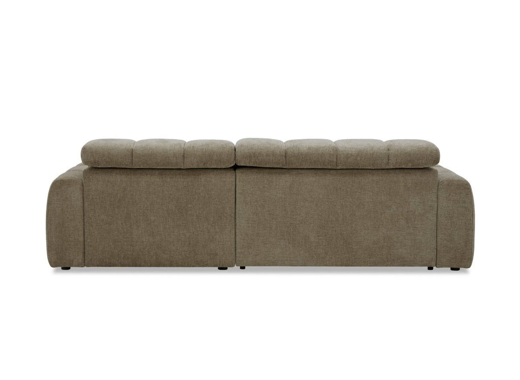 Canapé d'angle relax électrique en velours chiné taupe DANIA -Angle droit
