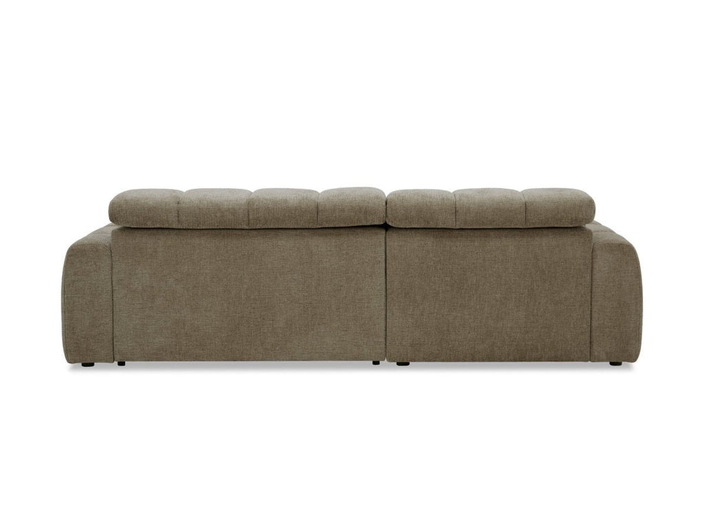 Canapé d'angle relax électrique en velours chiné taupe DANIA -Angle gauche
