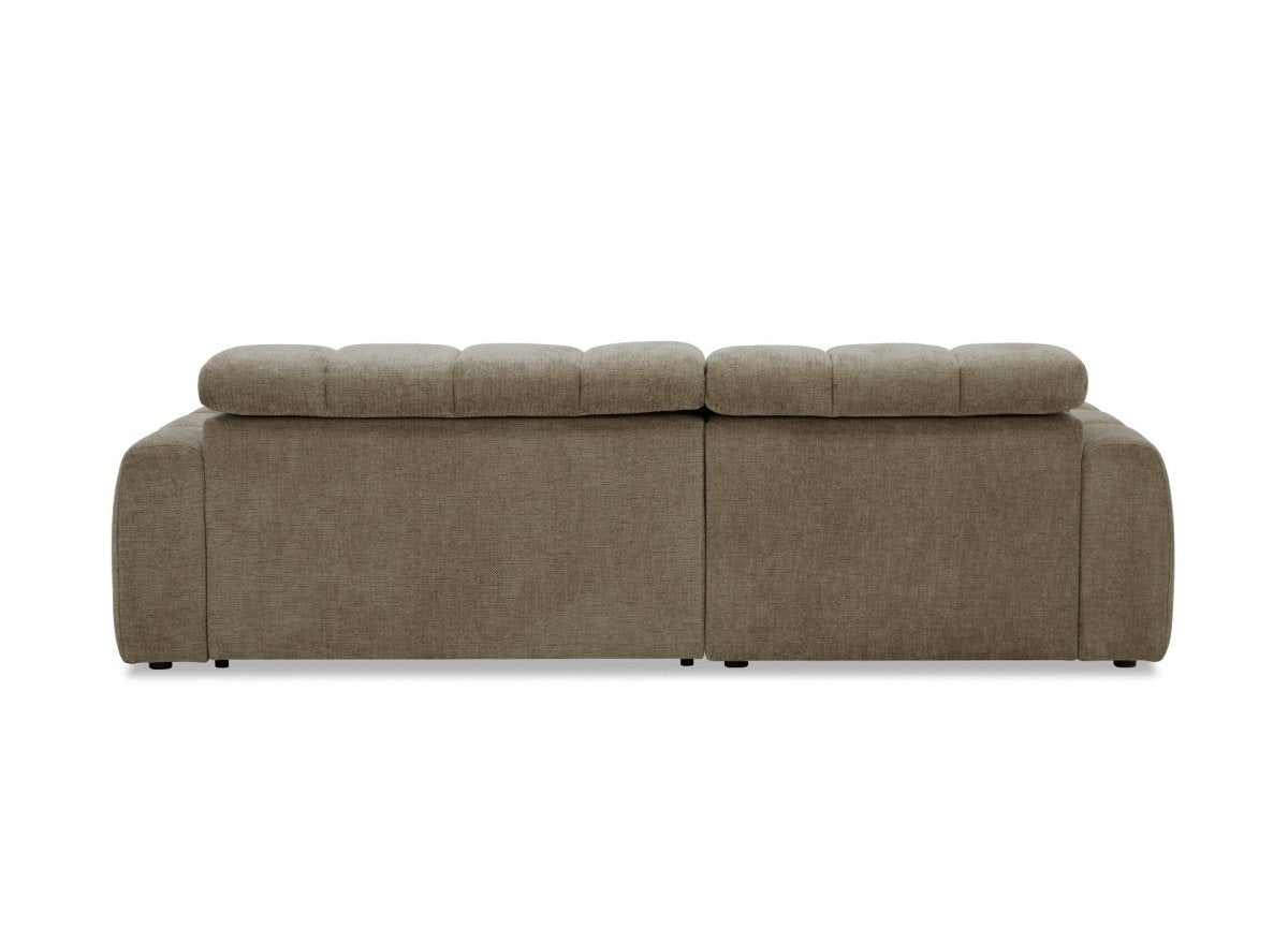 Canapé d'angle relax électrique en velours chiné taupe DANIA -Angle gauche
