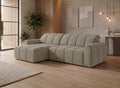 Canapé d'angle relax électrique en velours chiné taupe DANIA -Angle gauche