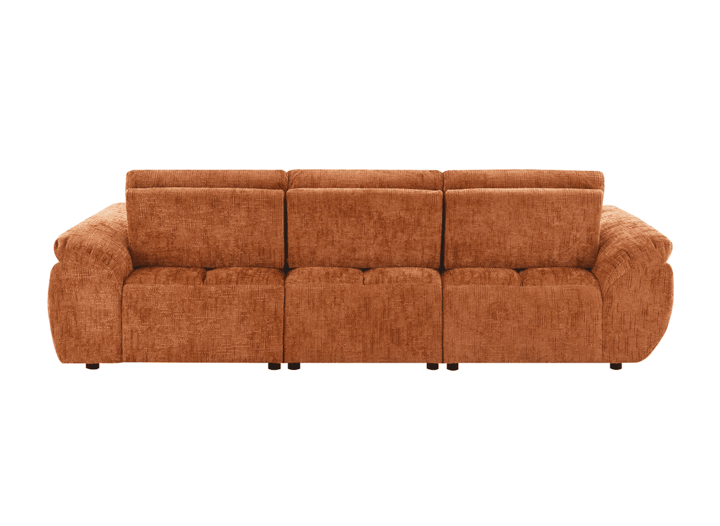 Canapé d’angle relax électrique en velours chiné terracotta ALPES - Angle droit