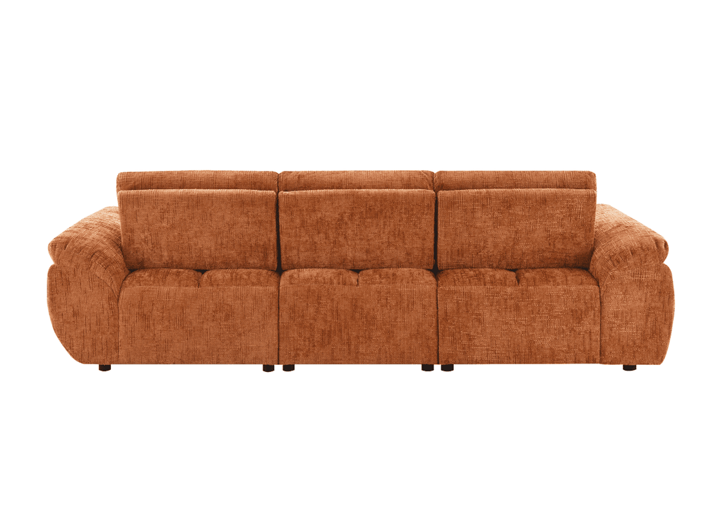 Canapé d’angle relax électrique en velours chiné terracotta ALPES - Angle gauche