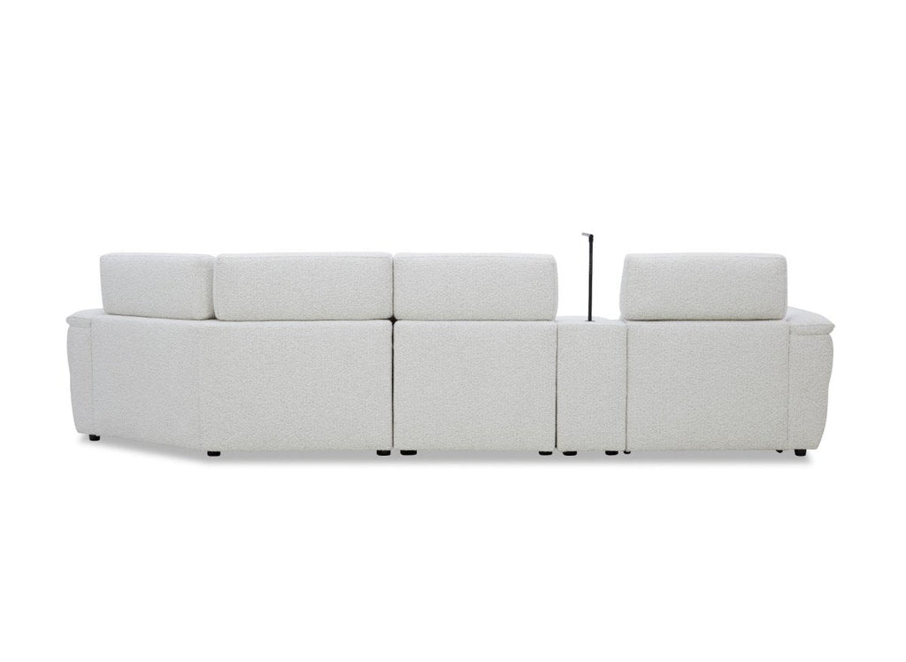 Canapé d'angle relax en tissu bouclette doux beige MARINA - Angle droit
