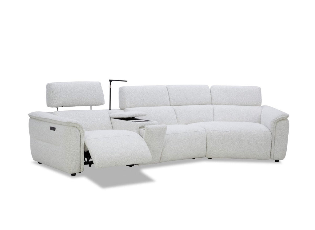 Canapé d'angle relax en tissu bouclette doux beige MARINA - Angle droit