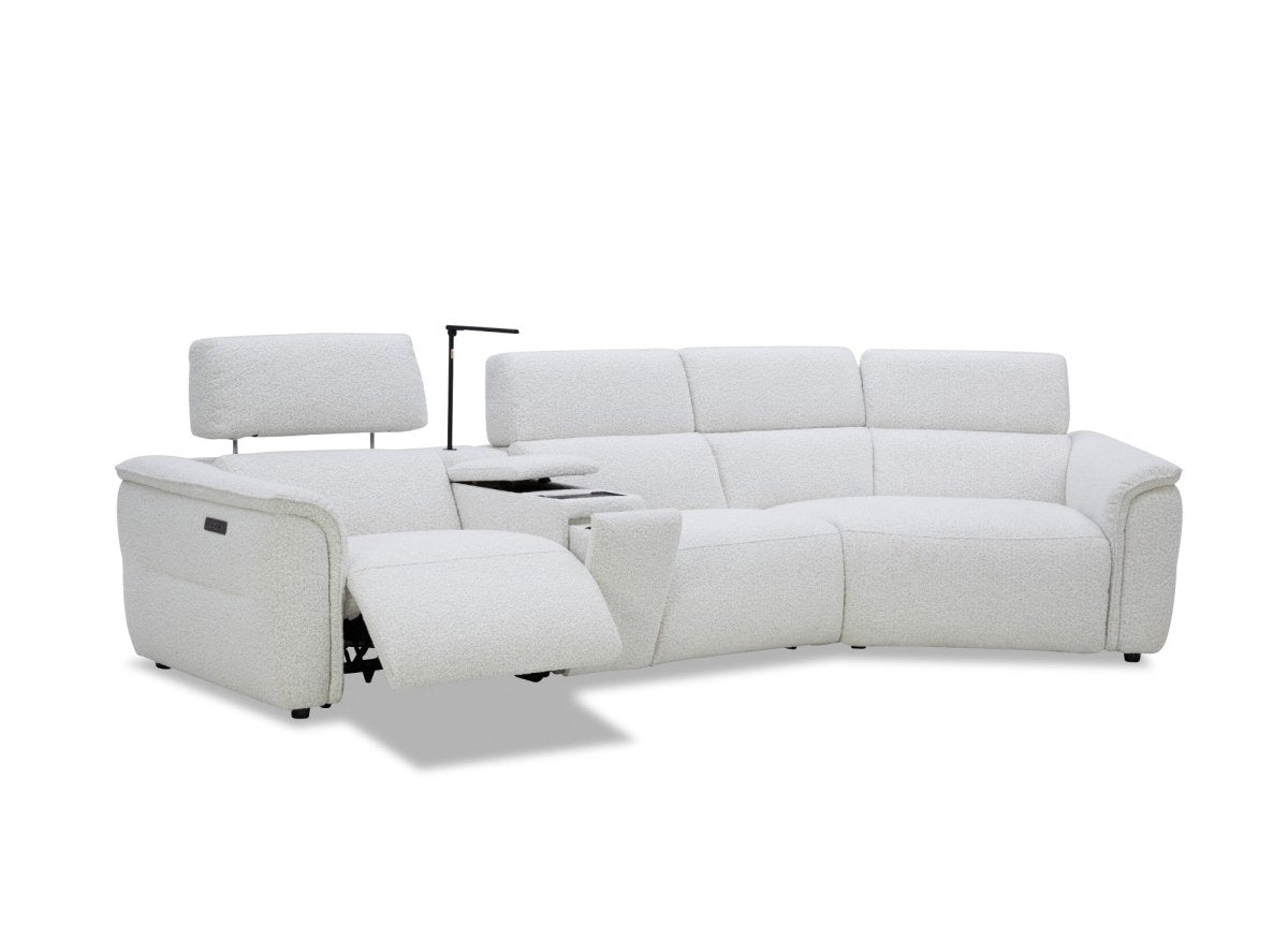 Canapé d'angle relax en tissu bouclette doux beige MARINA - Angle droit