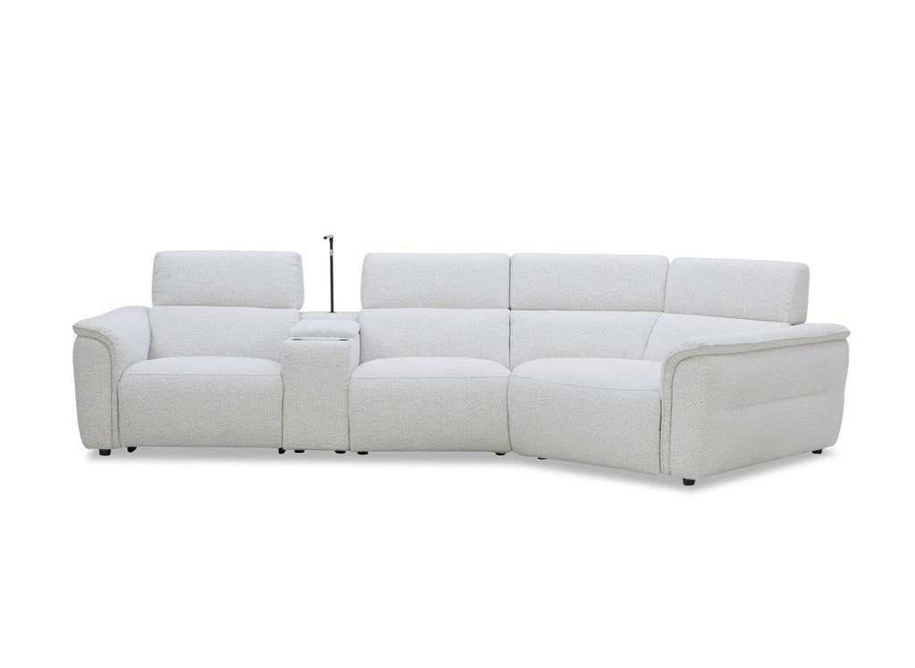Canapé d'angle relax en tissu bouclette doux beige MARINA - Angle droit