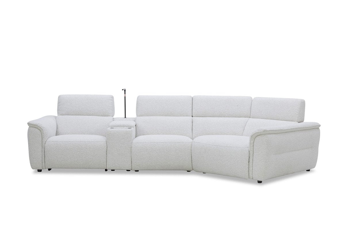 Canapé d'angle relax en tissu bouclette doux beige MARINA - Angle droit