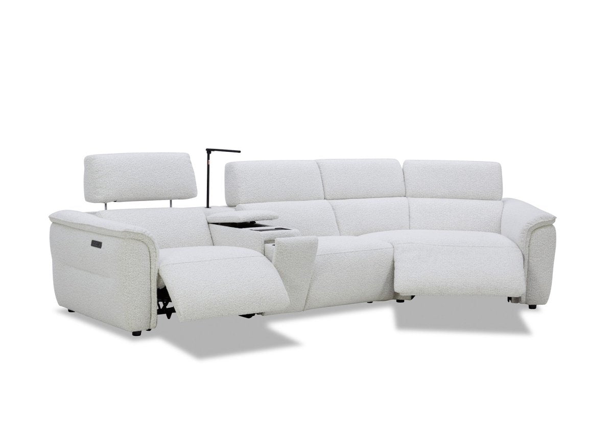 Canapé d'angle relax en tissu bouclette doux beige MARINA - Angle droit