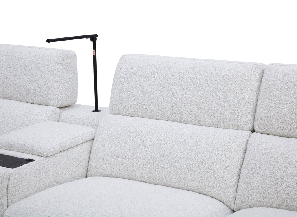 Canapé d'angle relax en tissu bouclette doux beige MARINA - Angle droit