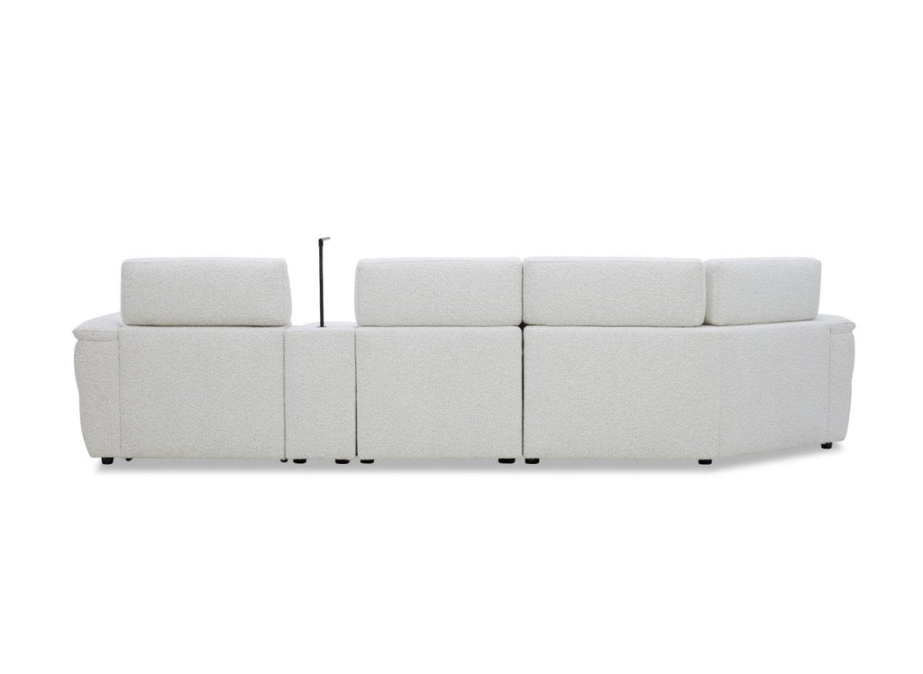 Canapé d'angle relax en tissu bouclette doux beige MARINA - Angle gauche