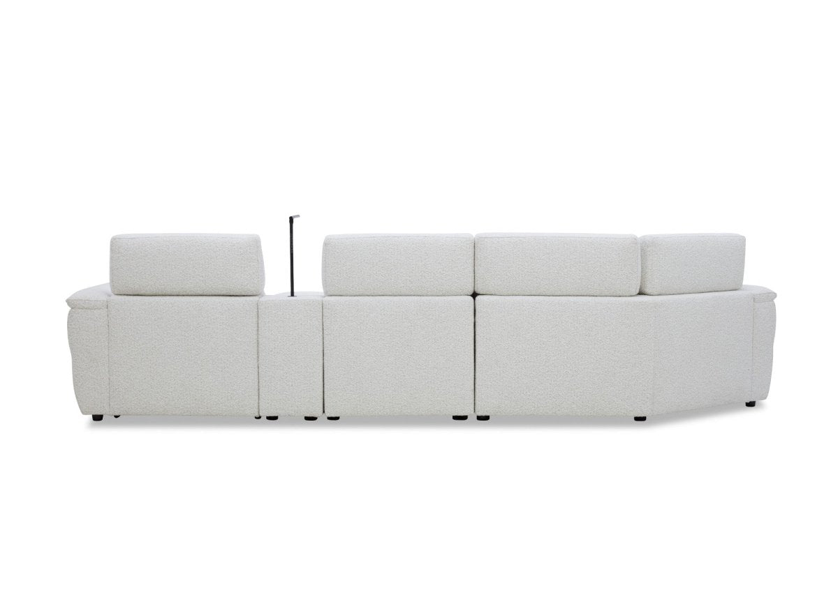 Canapé d'angle relax en tissu bouclette doux beige MARINA - Angle gauche