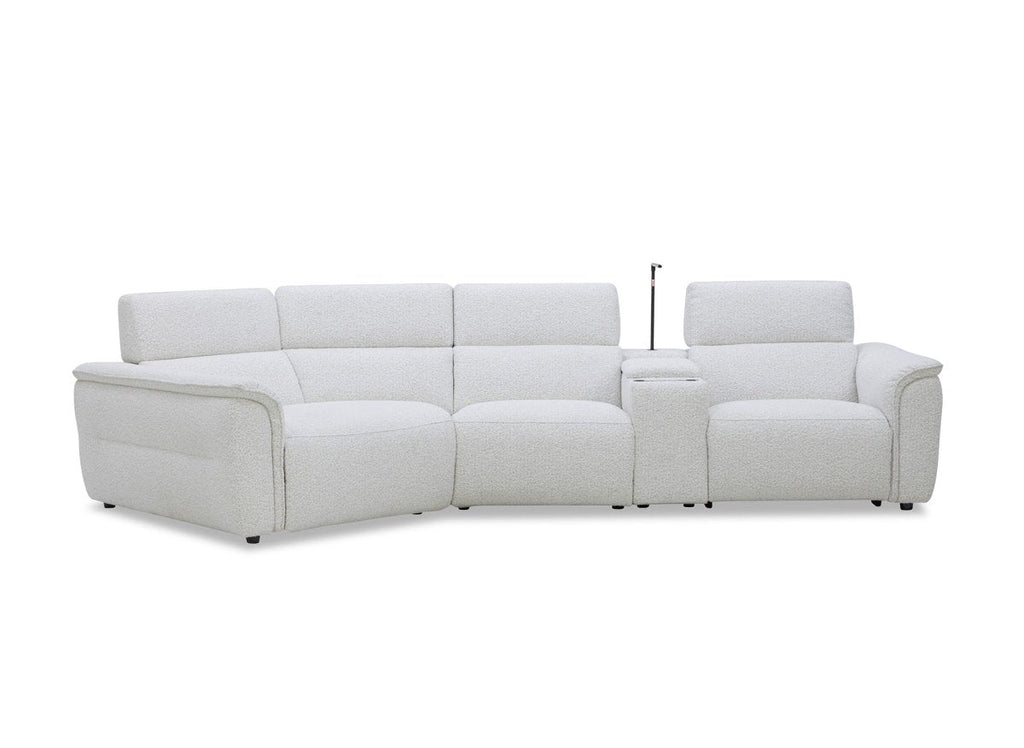Canapé d'angle relax en tissu bouclette doux beige MARINA - Angle gauche