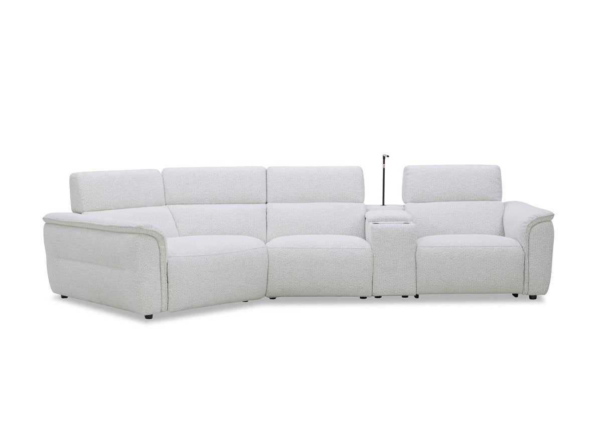 Canapé d'angle relax en tissu bouclette doux beige MARINA - Angle gauche