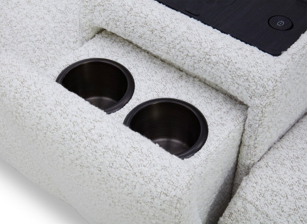 Canapé d'angle relax en tissu bouclette doux beige MARINA - Angle gauche