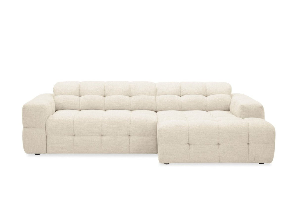 Canapé d'angle relax en velours texturé beige FEDORA - Angle droit