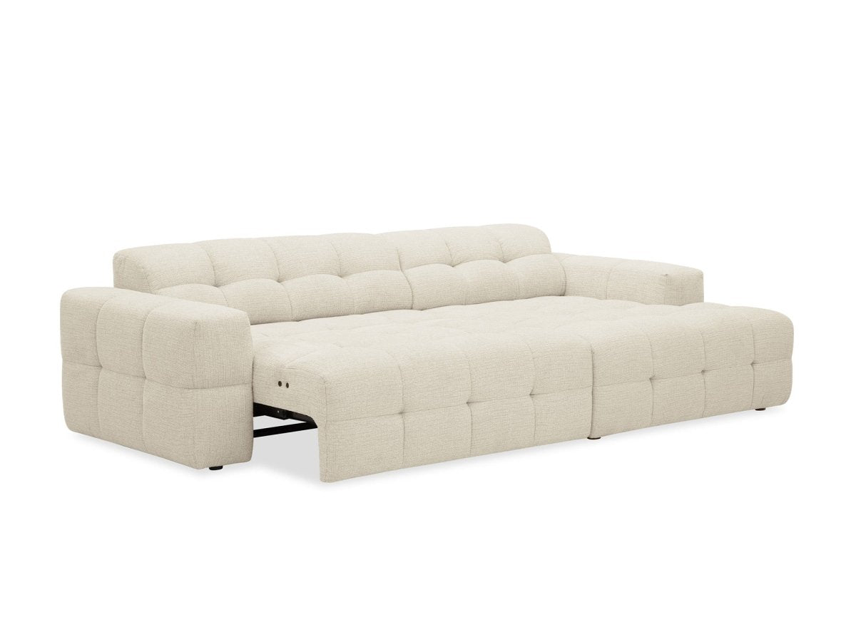 Canapé d'angle relax en velours texturé beige FEDORA - Angle droit