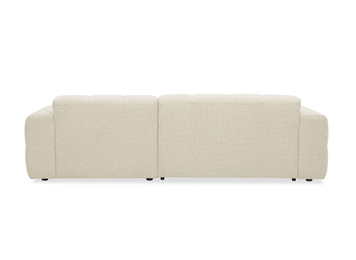 Canapé d'angle relax en velours texturé beige FEDORA - Angle droit