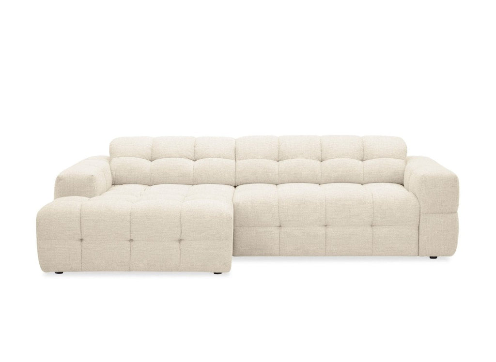 Canapé d'angle relax en velours texturé beige FEDORA - Angle gauche
