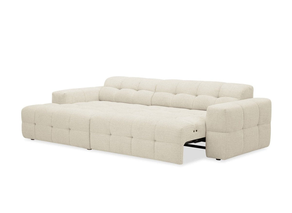 Canapé d'angle relax en velours texturé beige FEDORA - Angle gauche