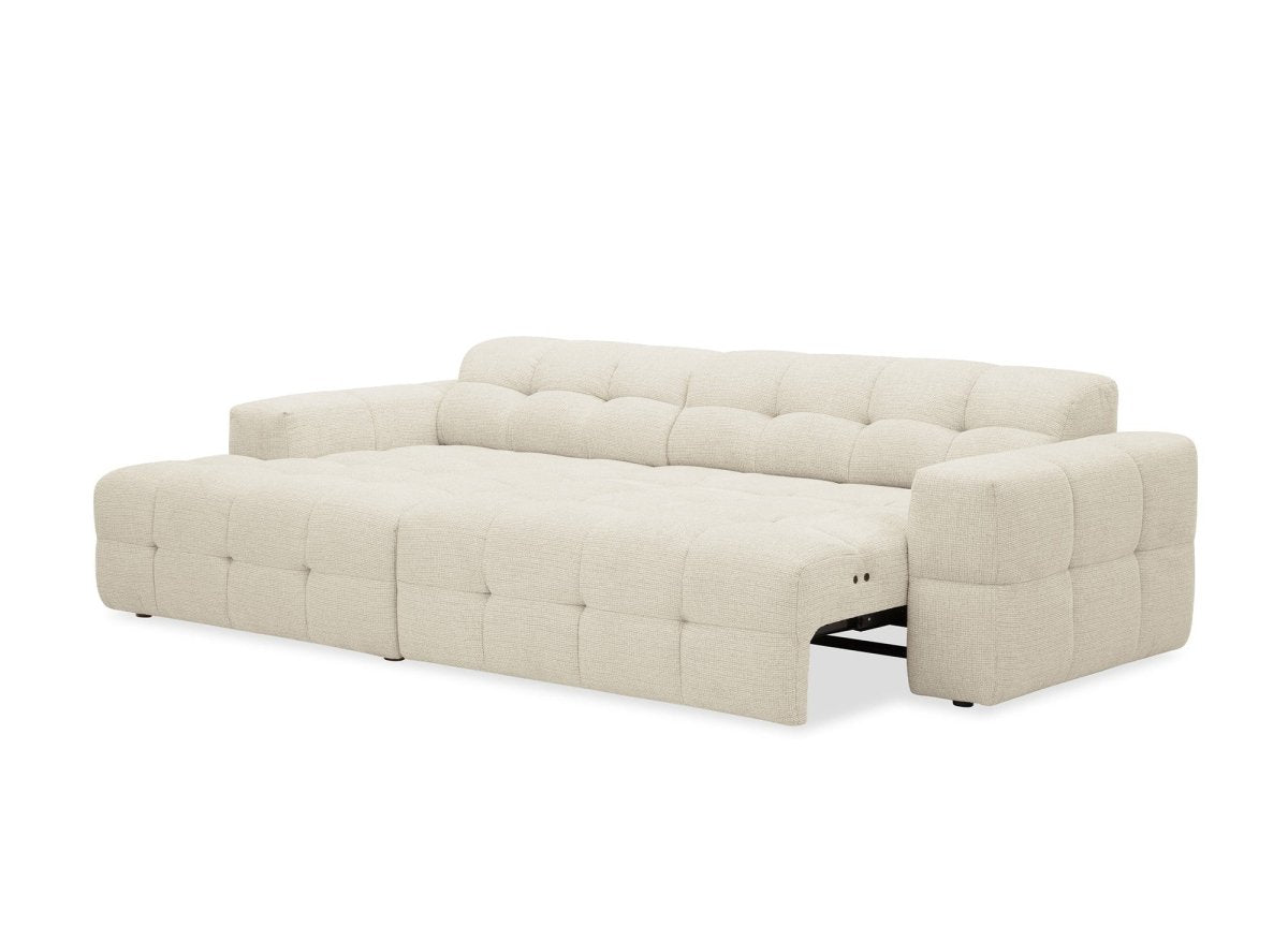Canapé d'angle relax en velours texturé beige FEDORA - Angle gauche