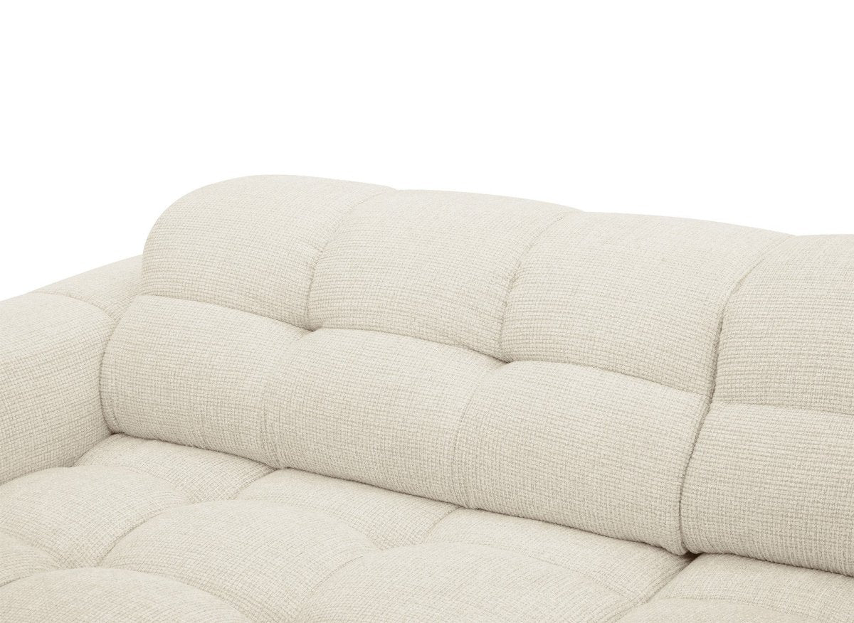 Canapé d'angle relax en velours texturé beige FEDORA - Angle gauche