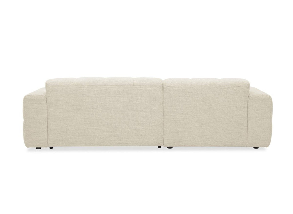 Canapé d'angle relax en velours texturé beige FEDORA - Angle gauche