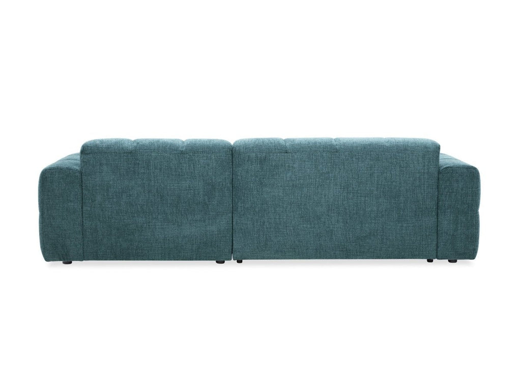 Canapé d'angle relax en velours texturé bleu FEDORA - Angle droit