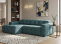 Canapé d'angle relax en velours texturé bleu FEDORA - Angle gauche