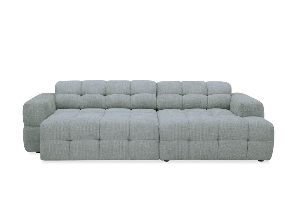 Canapé d'angle relax en velours texturé gris FEDORA - Angle droit