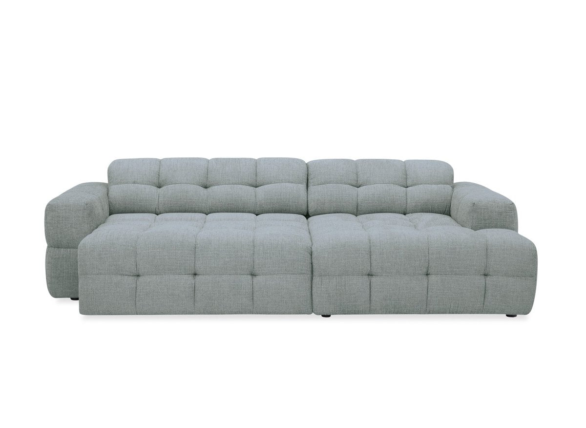 Canapé d'angle relax en velours texturé gris FEDORA - Angle droit
