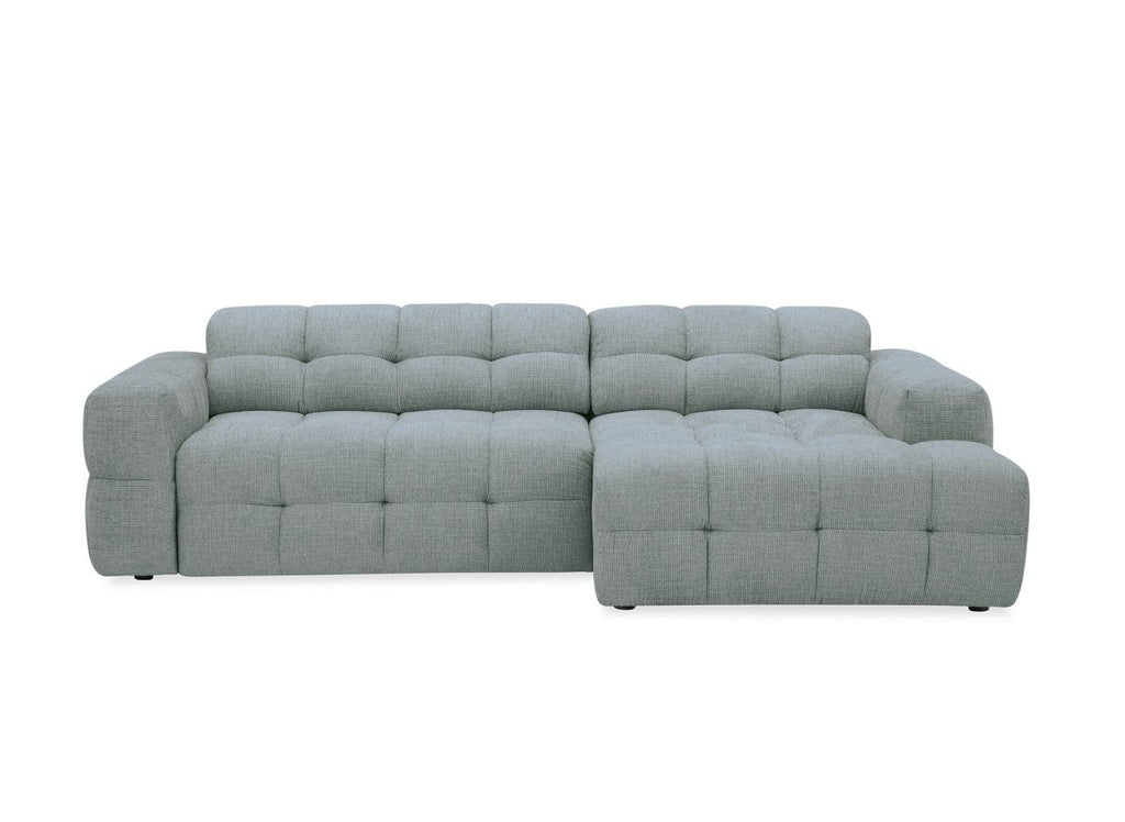 Canapé d'angle relax en velours texturé gris FEDORA - Angle droit