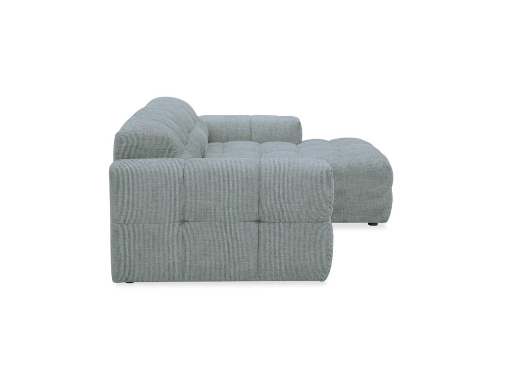 Canapé d'angle relax en velours texturé gris FEDORA - Angle droit