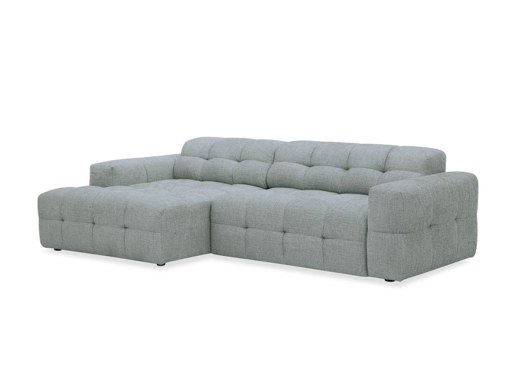 Canapé d'angle relax en velours texturé gris FEDORA - Angle gauche