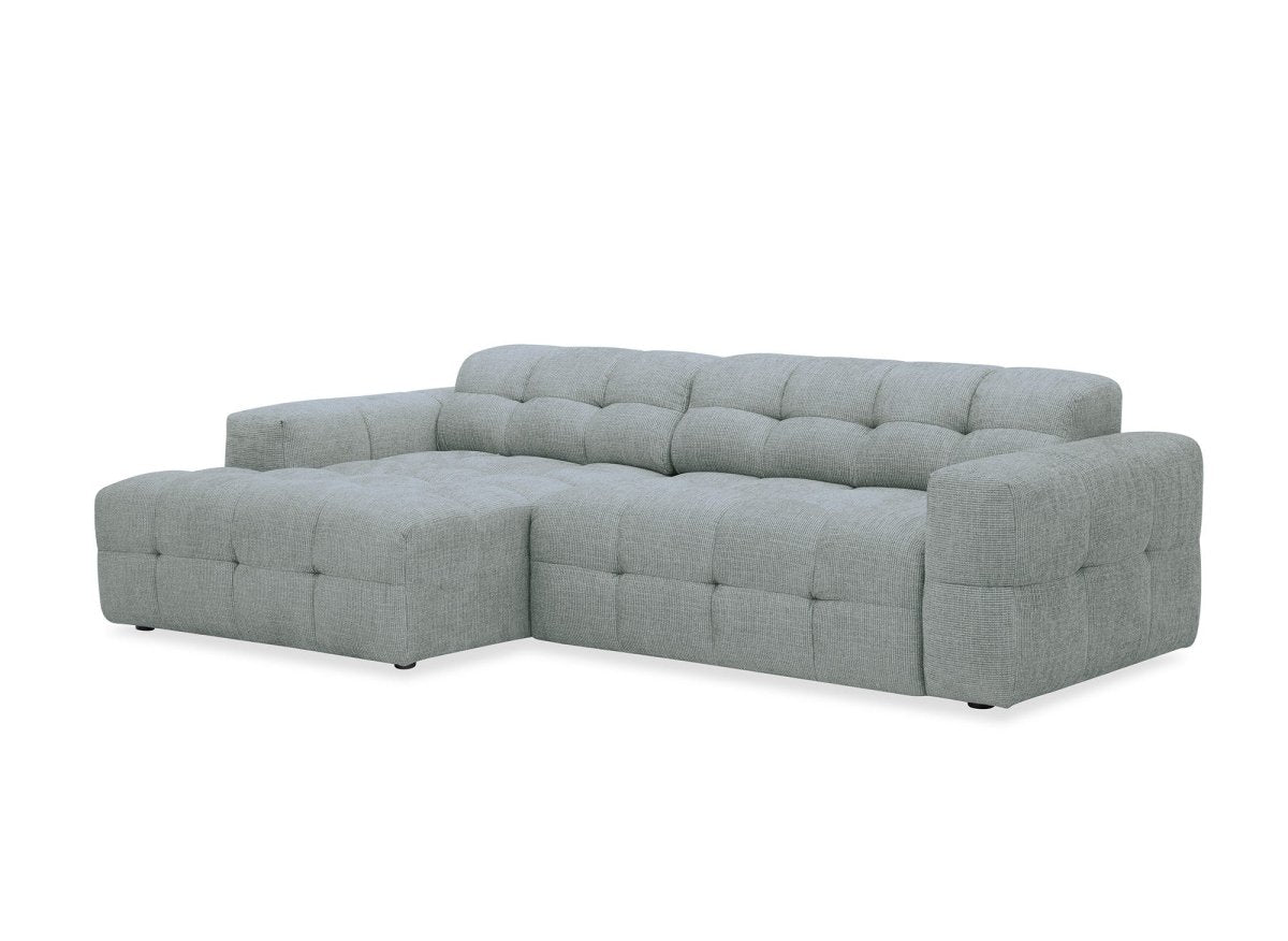 Canapé d'angle relax en velours texturé gris FEDORA - Angle gauche