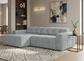 Canapé d'angle relax en velours texturé gris FEDORA - Angle gauche
