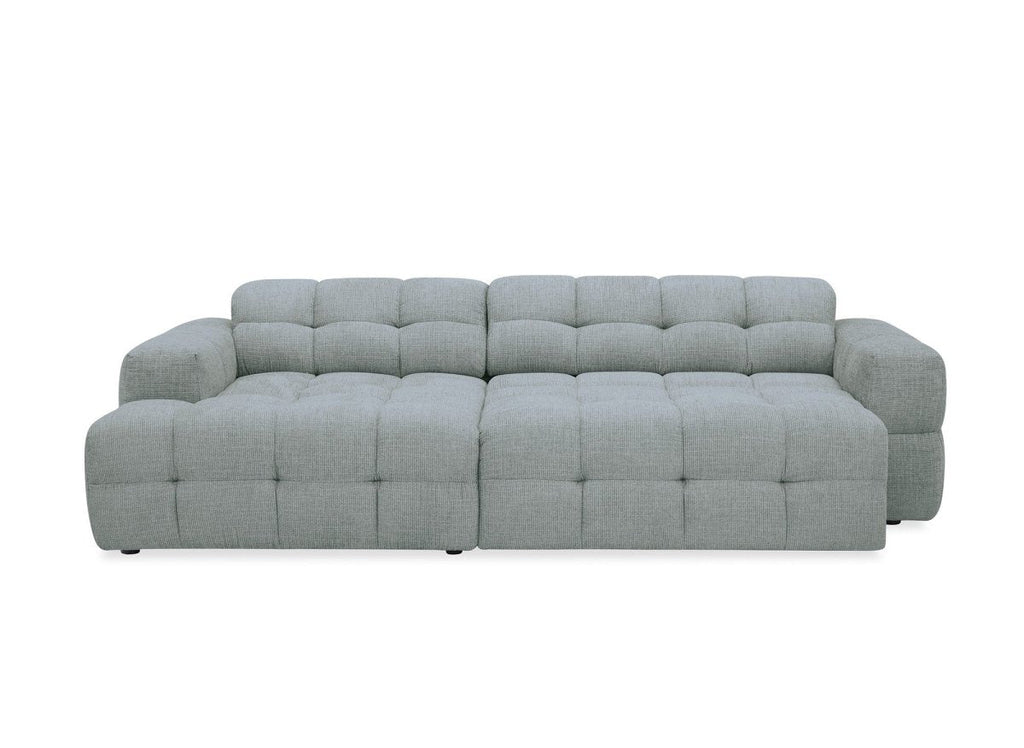 Canapé d'angle relax en velours texturé gris FEDORA - Angle gauche