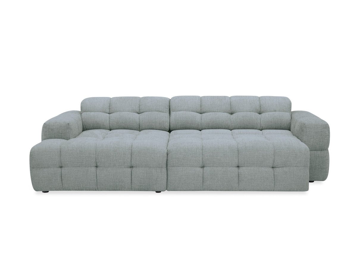 Canapé d'angle relax en velours texturé gris FEDORA - Angle gauche