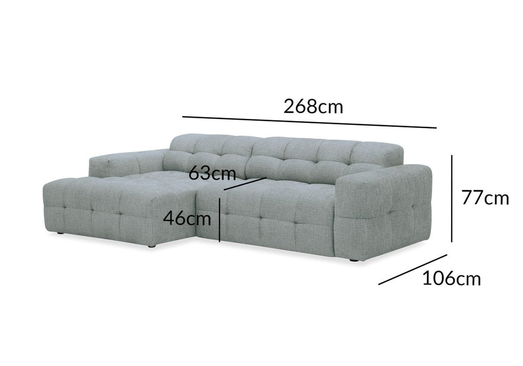 Canapé d'angle relax en velours texturé gris FEDORA - Angle gauche