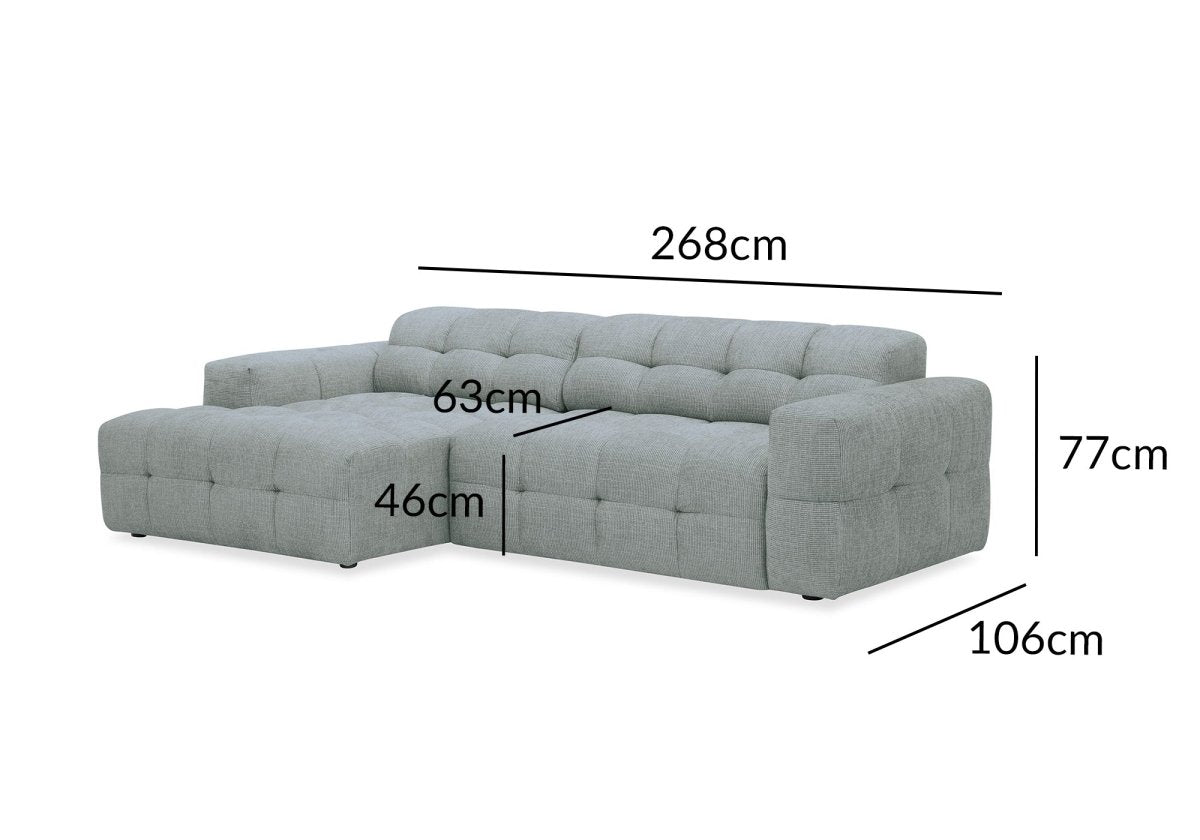 Canapé d'angle relax en velours texturé gris FEDORA - Angle gauche